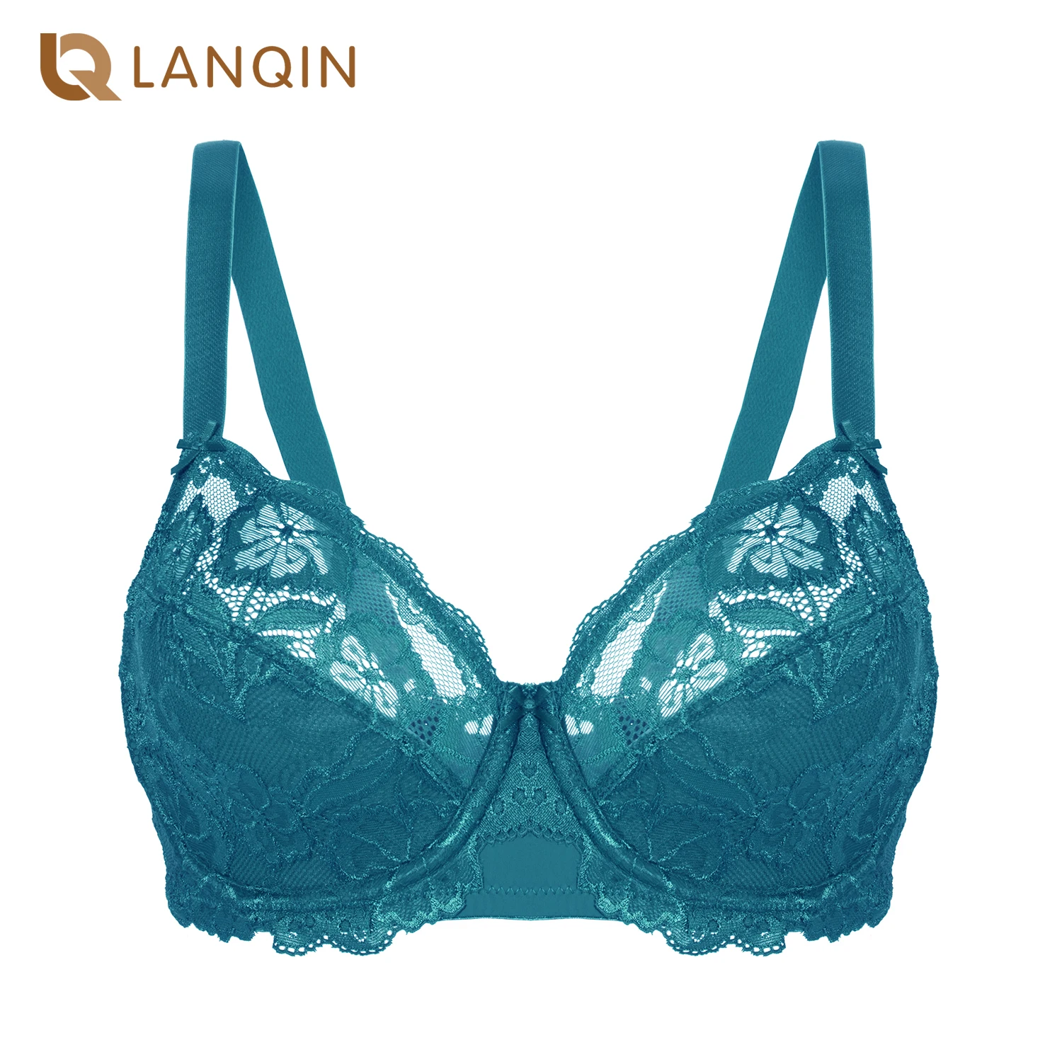 Women's Full Coverage Non padded Underwired Embroidery Floral Lace Bra Plus Size Sexy Lingerie B C D DD E F G H