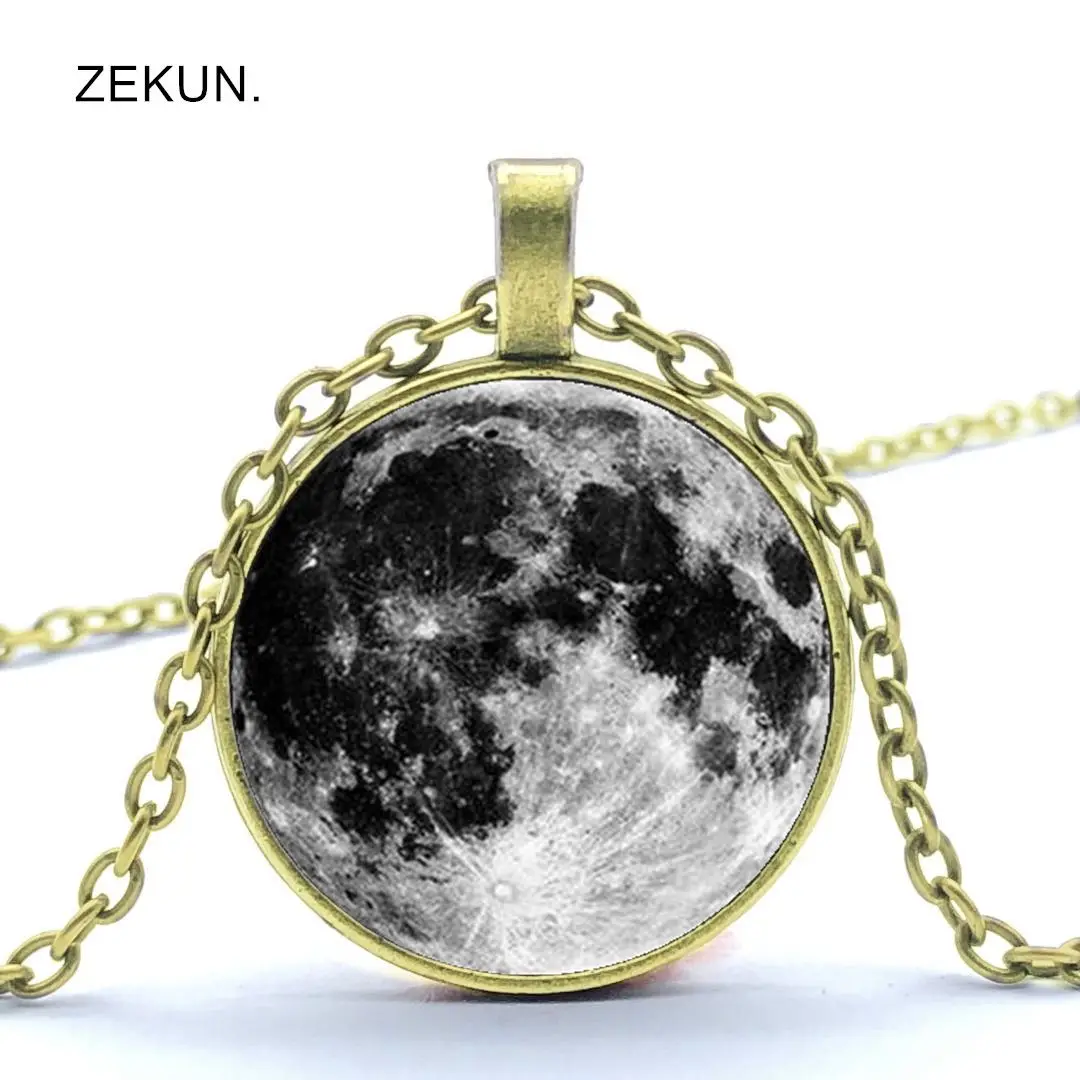 2019/hot Sale Starry Galaxy Moon Pattern Necklace Bump Glass Pendant Fashion Men and Women Jewelry. | Украшения и аксессуары