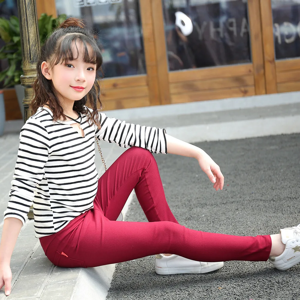 Fashion Kids Pencil Pants 2019 Girls Solid Leggings Candy Color Long Trousers for Baby Girl Spring Summer Skinny Pant 3-12 Years | Мать и