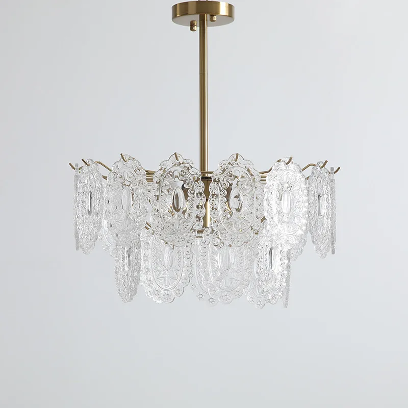 

Personality Light luxury Italian retro glass chandelier living room restaurant art transparent club model house sales lamp