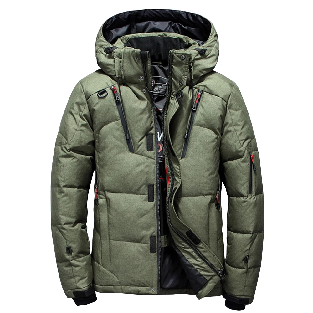 Army Green MJARTORIA, зимний мужской пуховик, куртка, пальто, Мужская Короткая Толстая ветрозащитная парка с капюшоном, зеленый, черный, синий, серый, оранжевый, M-3XL - Цвет: Army Green