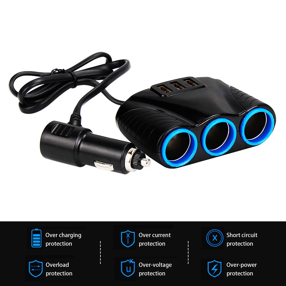 TOSPRA 3 USB порта способа 3.1A Синяя светодиодная розетка для автомобильного