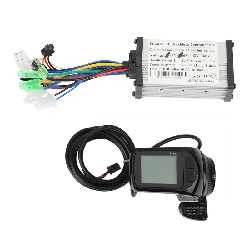 

250W Motor Brushless Controller LCD Display Panel Thumb Throttle Electric Bicycles Scooter Brushless Controller