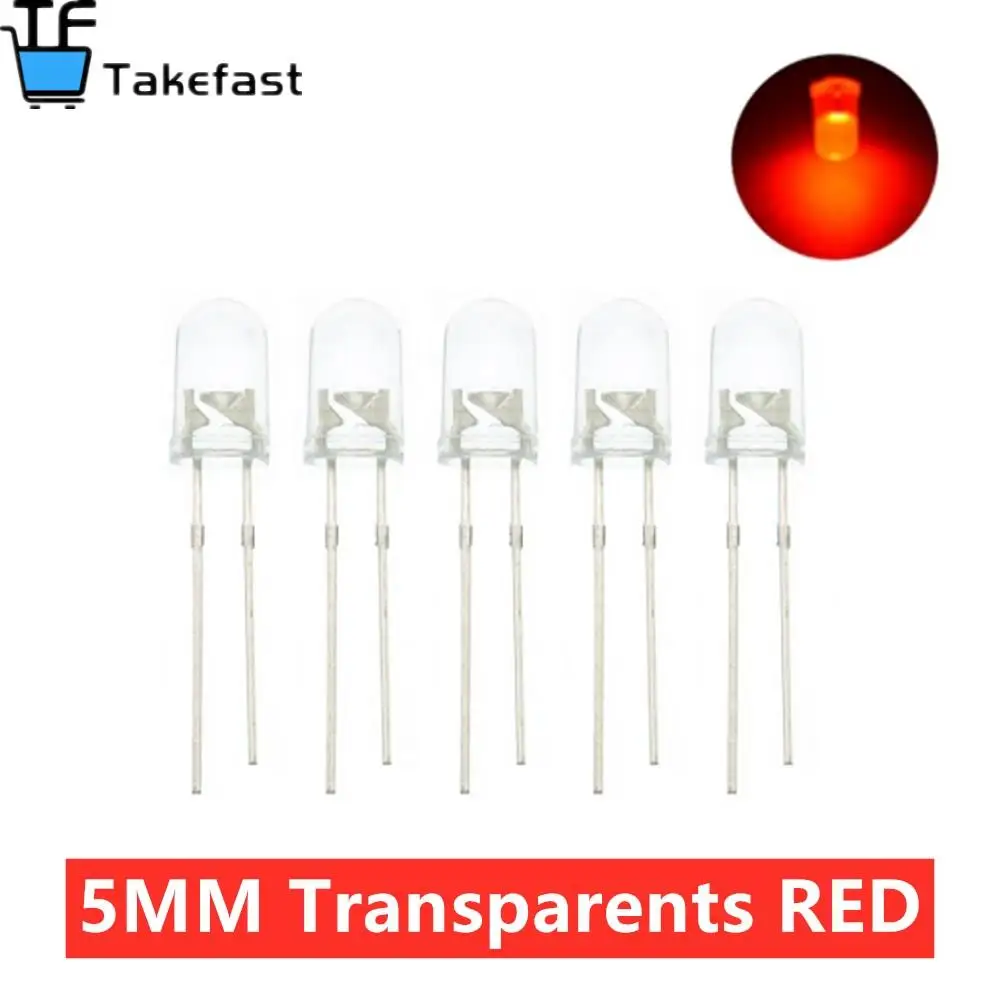 100 шт./лот прозрачные круглые 5 мм супер яркие зеленые красные белые желтые синие