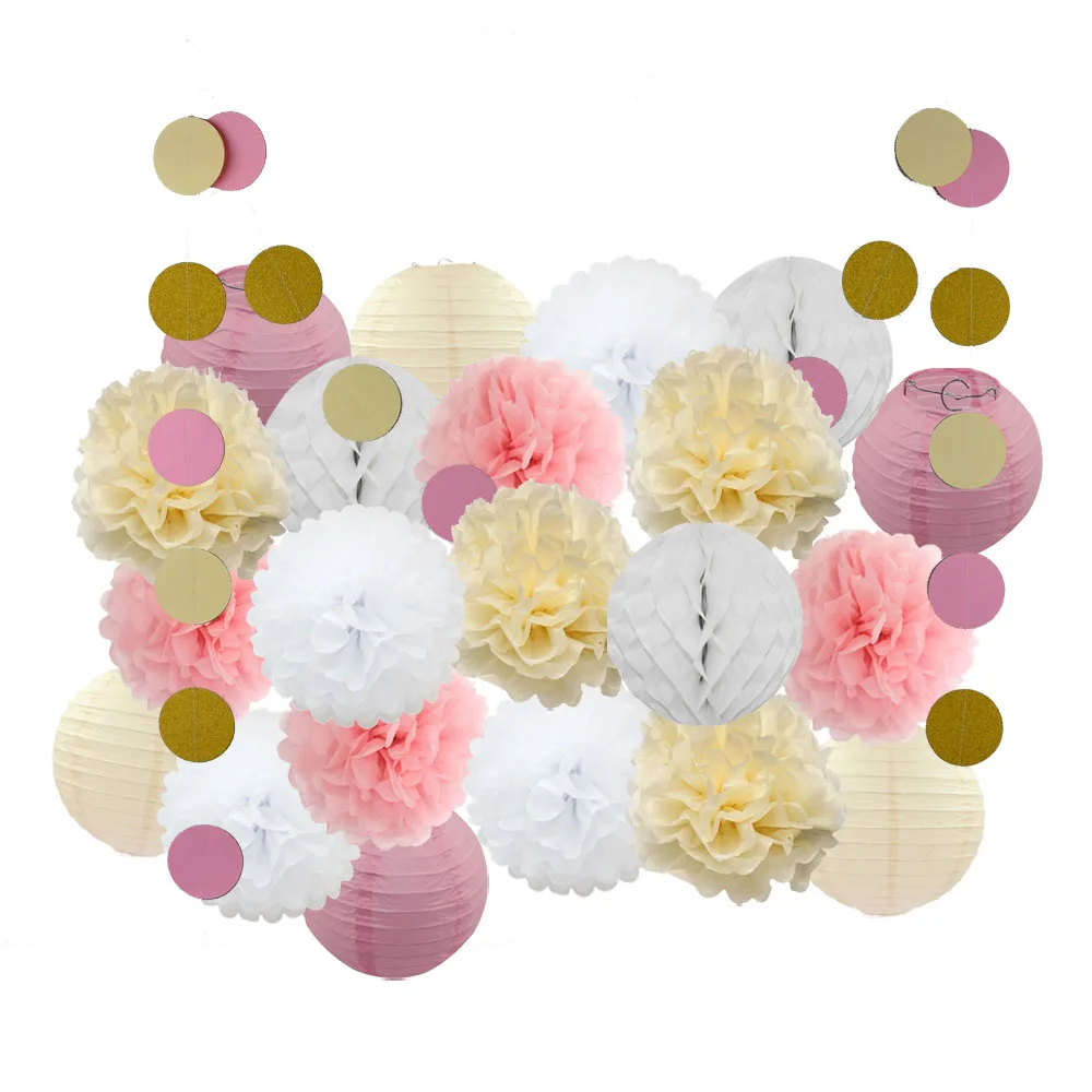 Украшения для девочек 22 шт./компл. розовый бежевый синий круглые бумажные