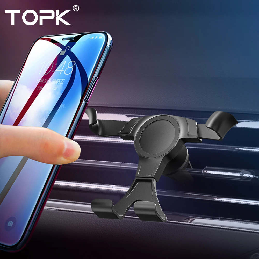 TOPK гравитационный автомобильный держатель телефона на вентиляции для iPhone samsung huawei Xiaomi, автомобильный держатель для мобильного телефона