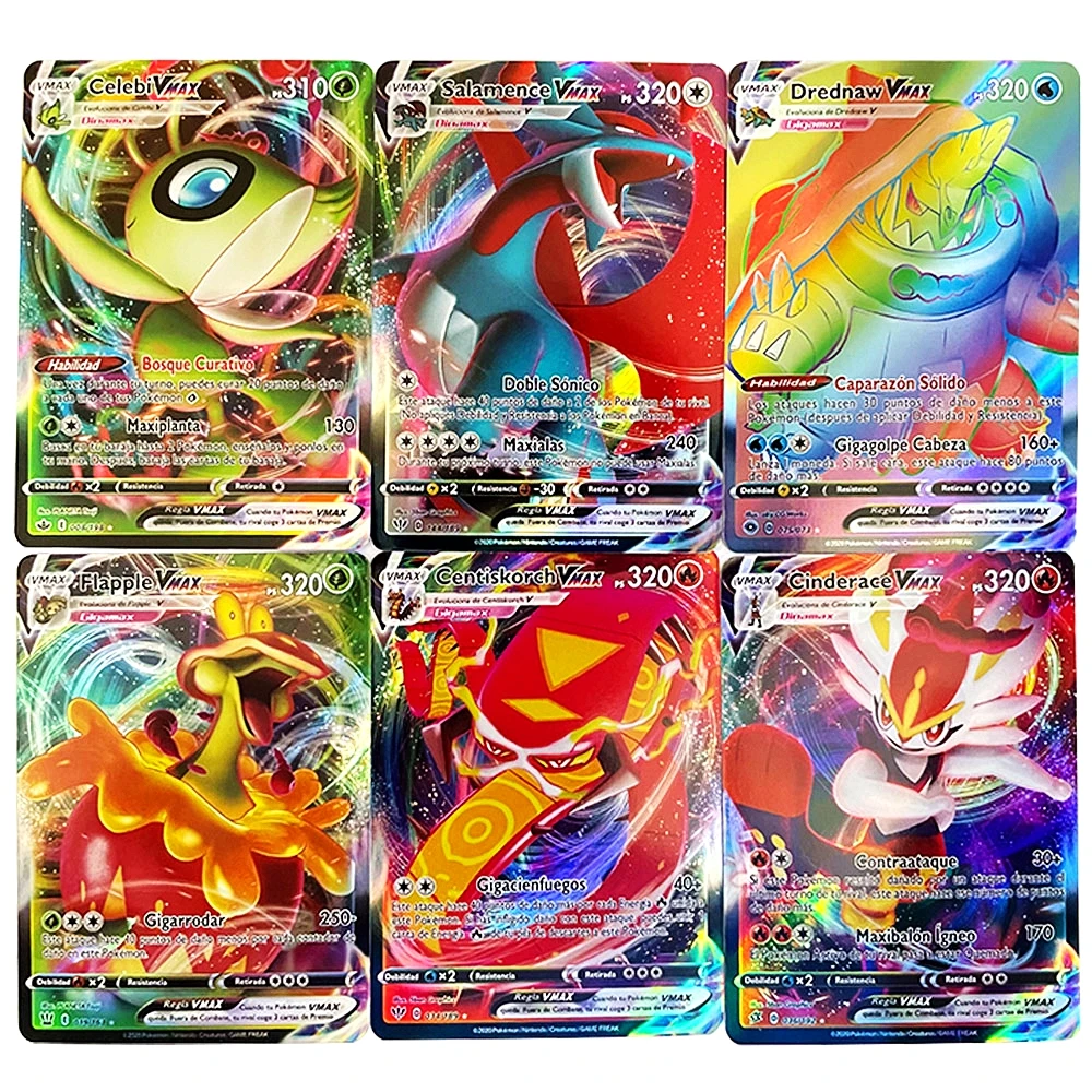Spanish Pokemon Cards Vmax Card Charizard Spain Pokémon Shining Pikachu Espanol Display Playing Game Childern Kids Toy Gift | Игрушки и