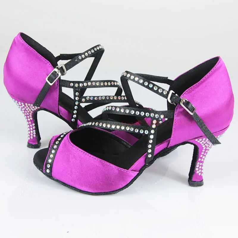 Прозрачные туфли для латинских танцев женские атласные бальные современные на