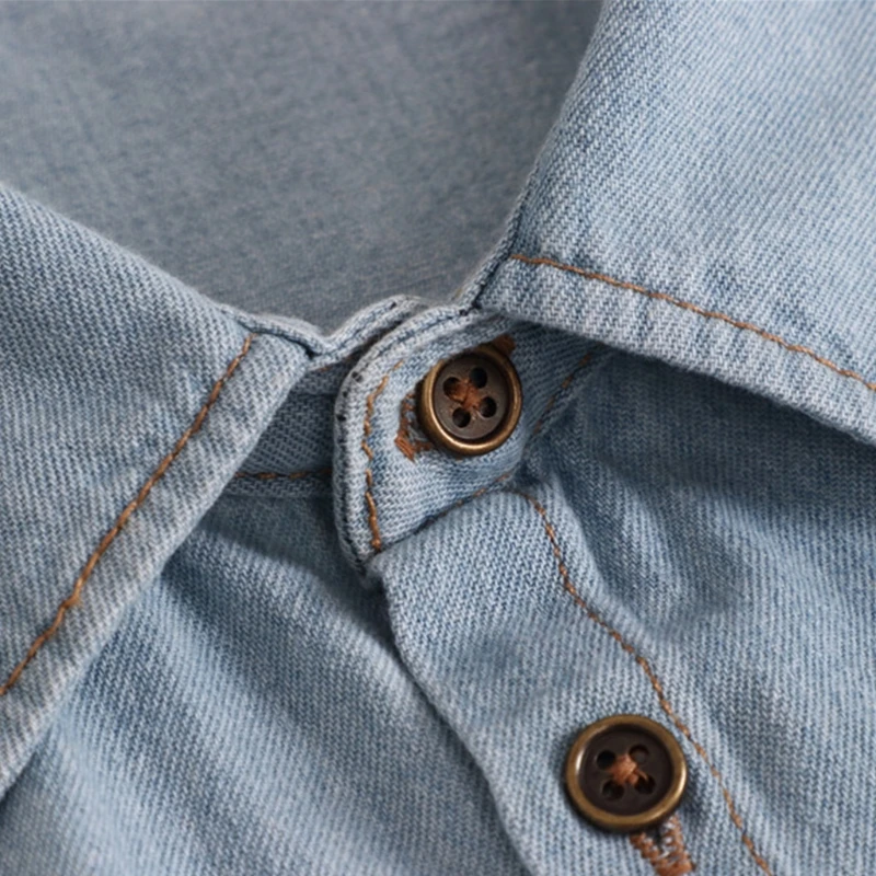 

Unisex Detachable Half Shirt Blouse Washed Denim Cotton Lapel Fake Collar Dickey