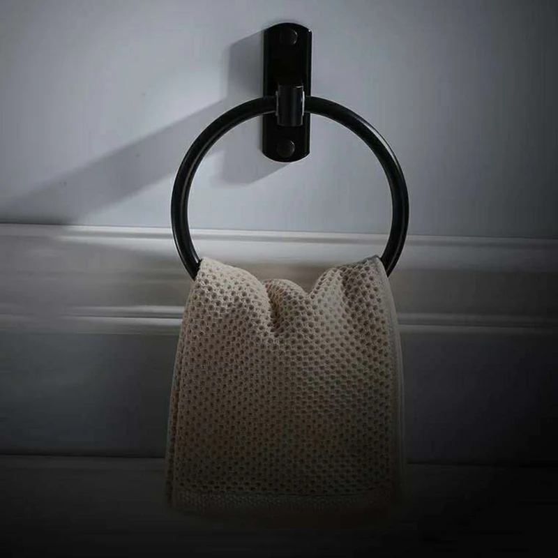 

2 Pcs Towel Ring Hand Towel Holder Black & 1 Set Industrial Pipe Bathroom Towel Holder Set