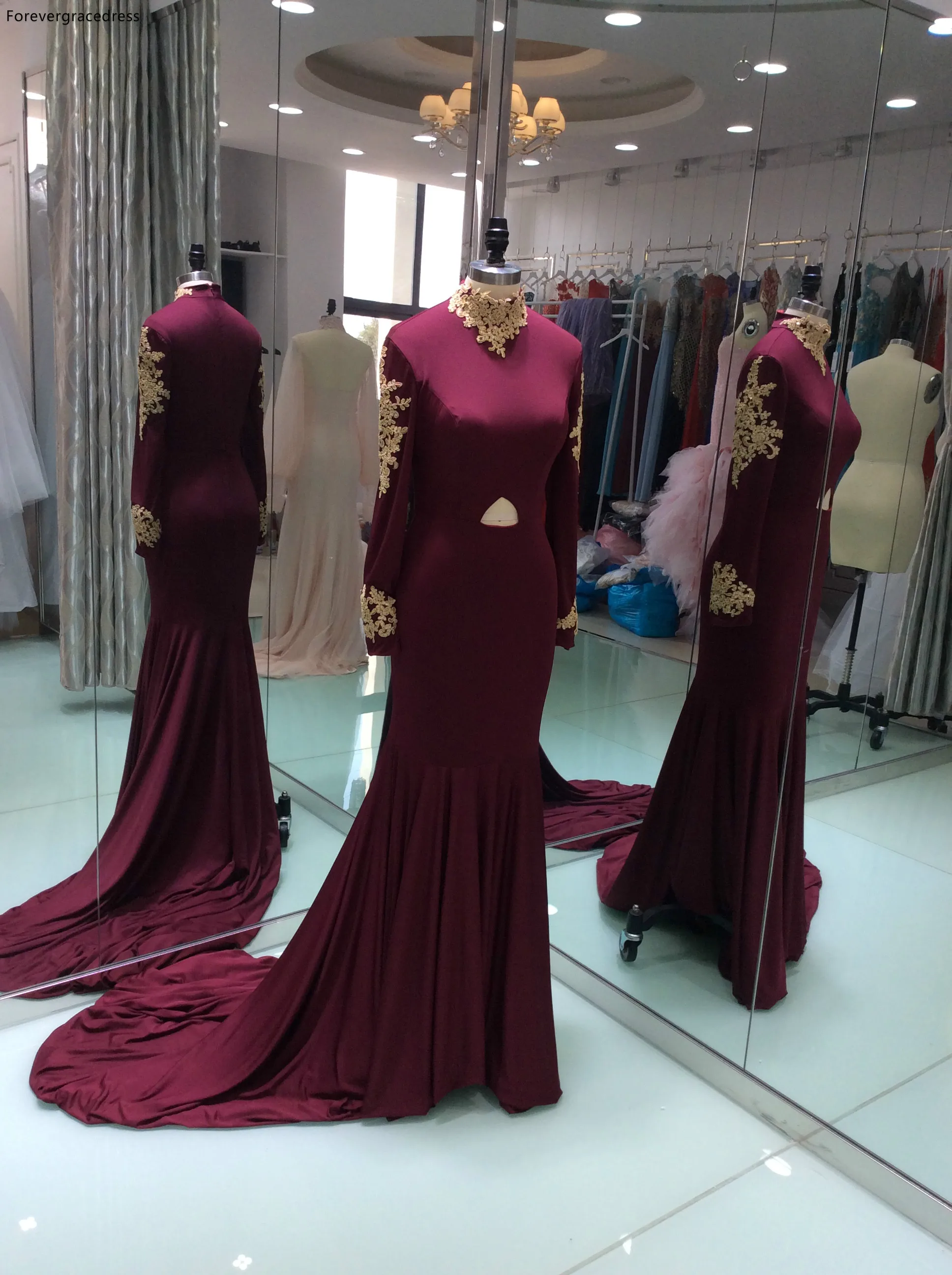 

Бордовое платье для выпускного вечера с высокой горловиной, кружевные вечерние платья с длинными рукавами на заказ, большие размеры