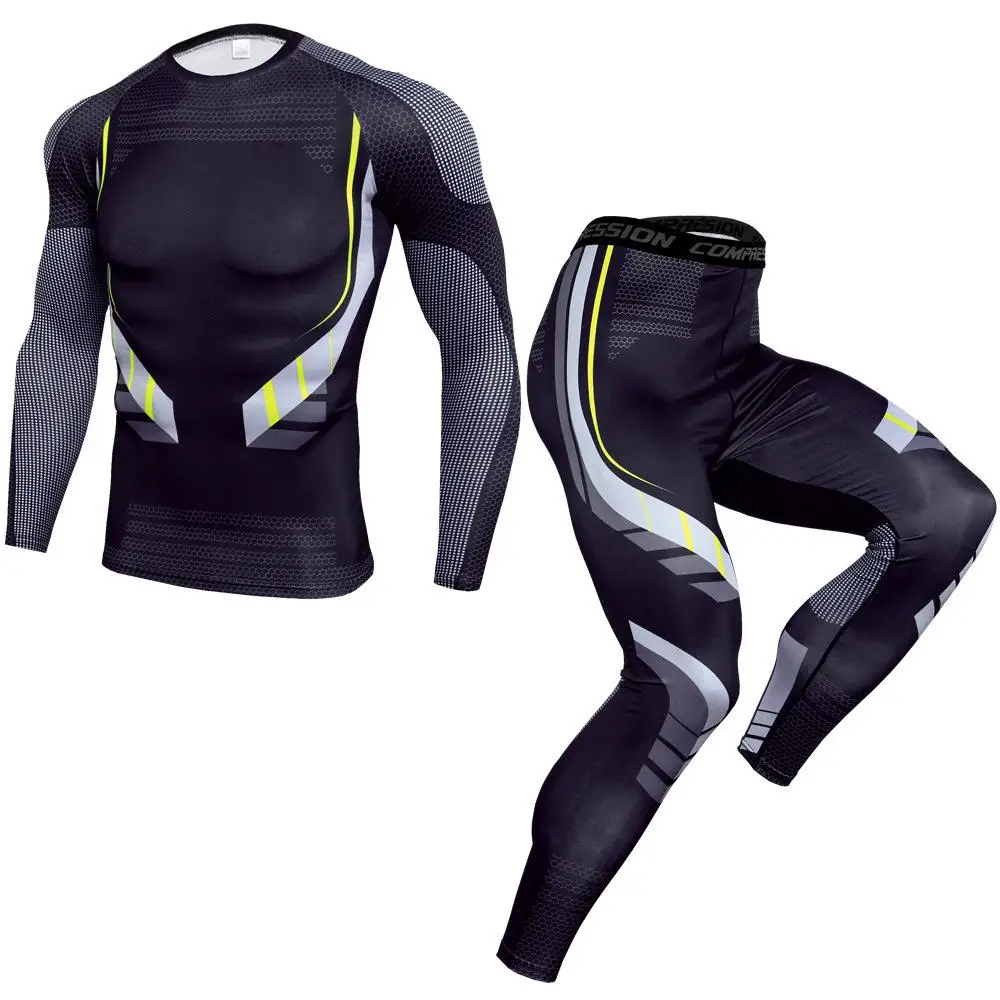 Aismz Men Thermal Underwear Sets Compression Sweat Quick Drying Long Johns Fitness Bodybuilding Shapers Sexy Tights Mens Legging - Цвет: C5