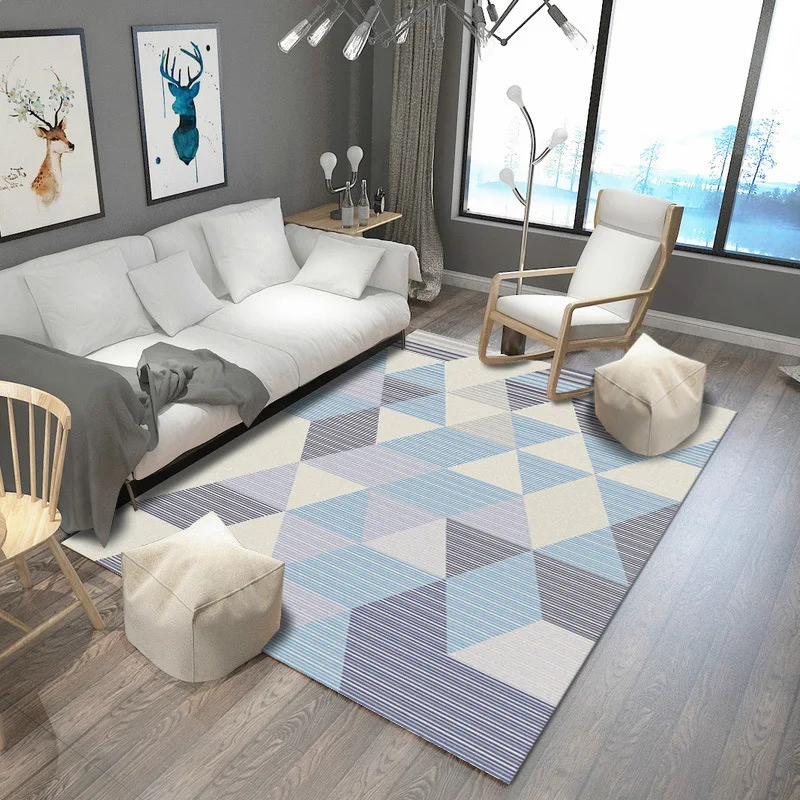 

Nordic Abstract 3D Printed Plush Carpet For Living Room Modern Soft Shaggy Velvet Rugs Mat Bedroom Geometric Carpet Area Rugs