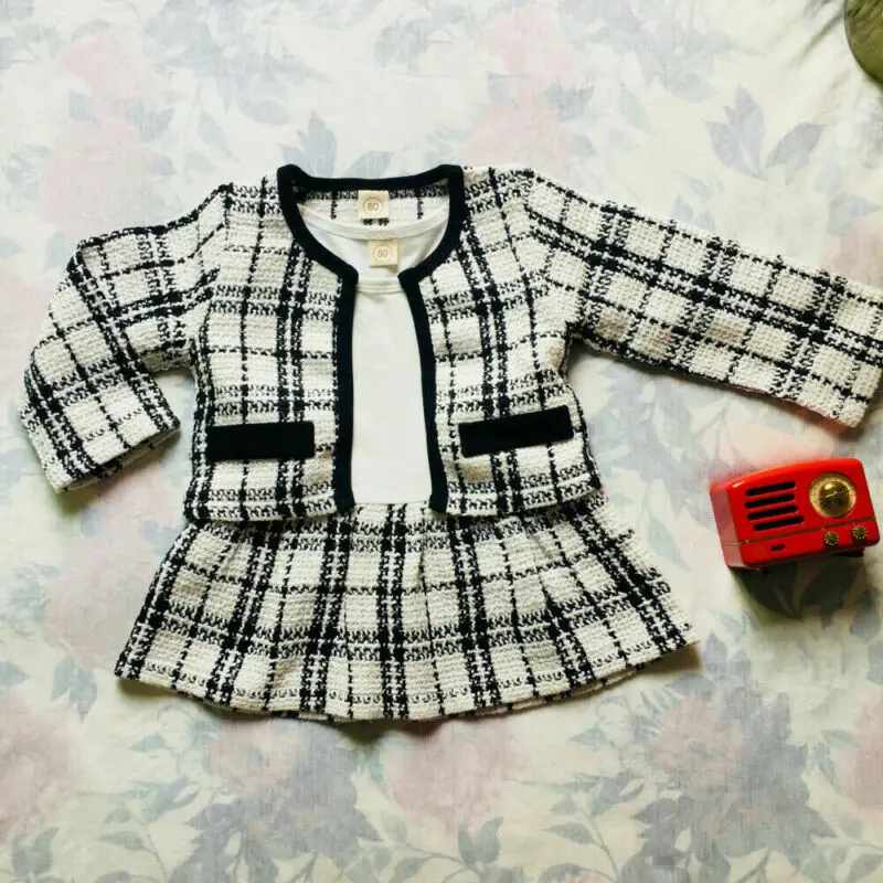 Pudcoco/комплект одежды для маленьких девочек на день рождения клетчатое пальто
