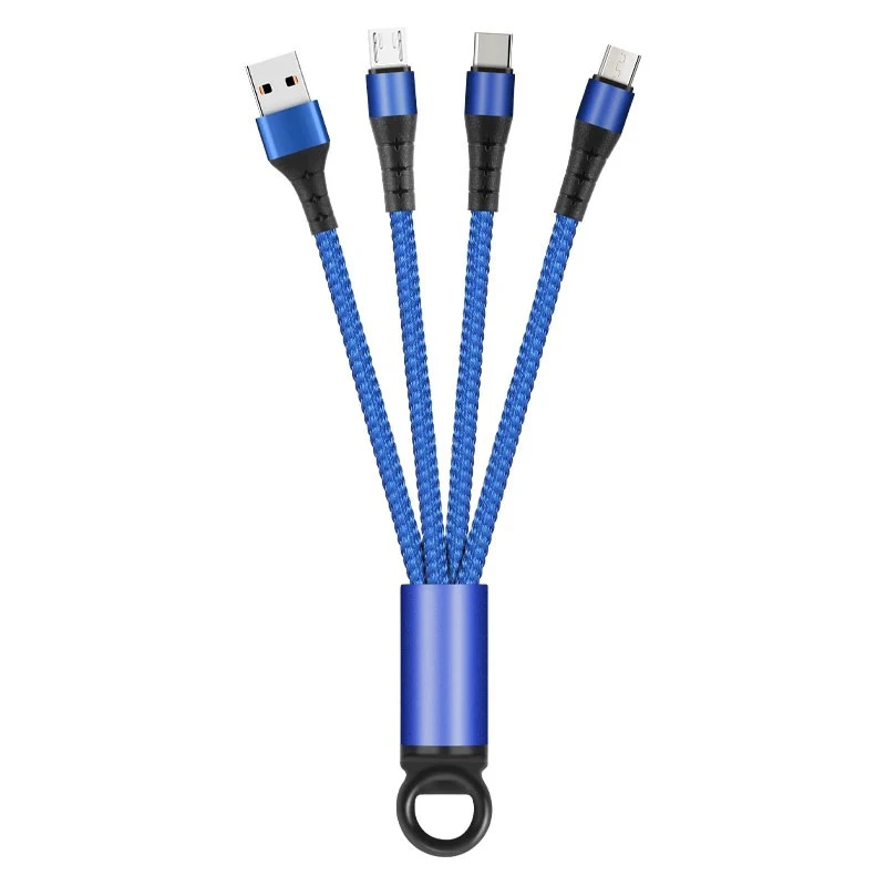 

3 in 1 Micro USB Type C Fast Charging Cable For iPhone 8 11 Samsung Xiaomi Android Portable Multi Keychain Short Data Cord 14cm