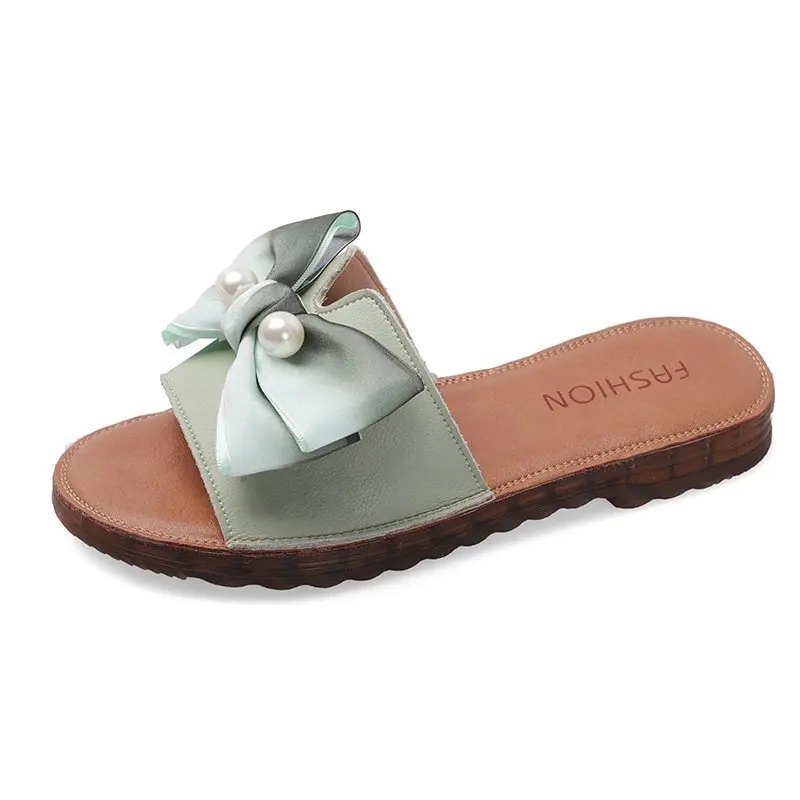 

2021 spring and summer new non-slip round head low heel bow girls slippers 2010