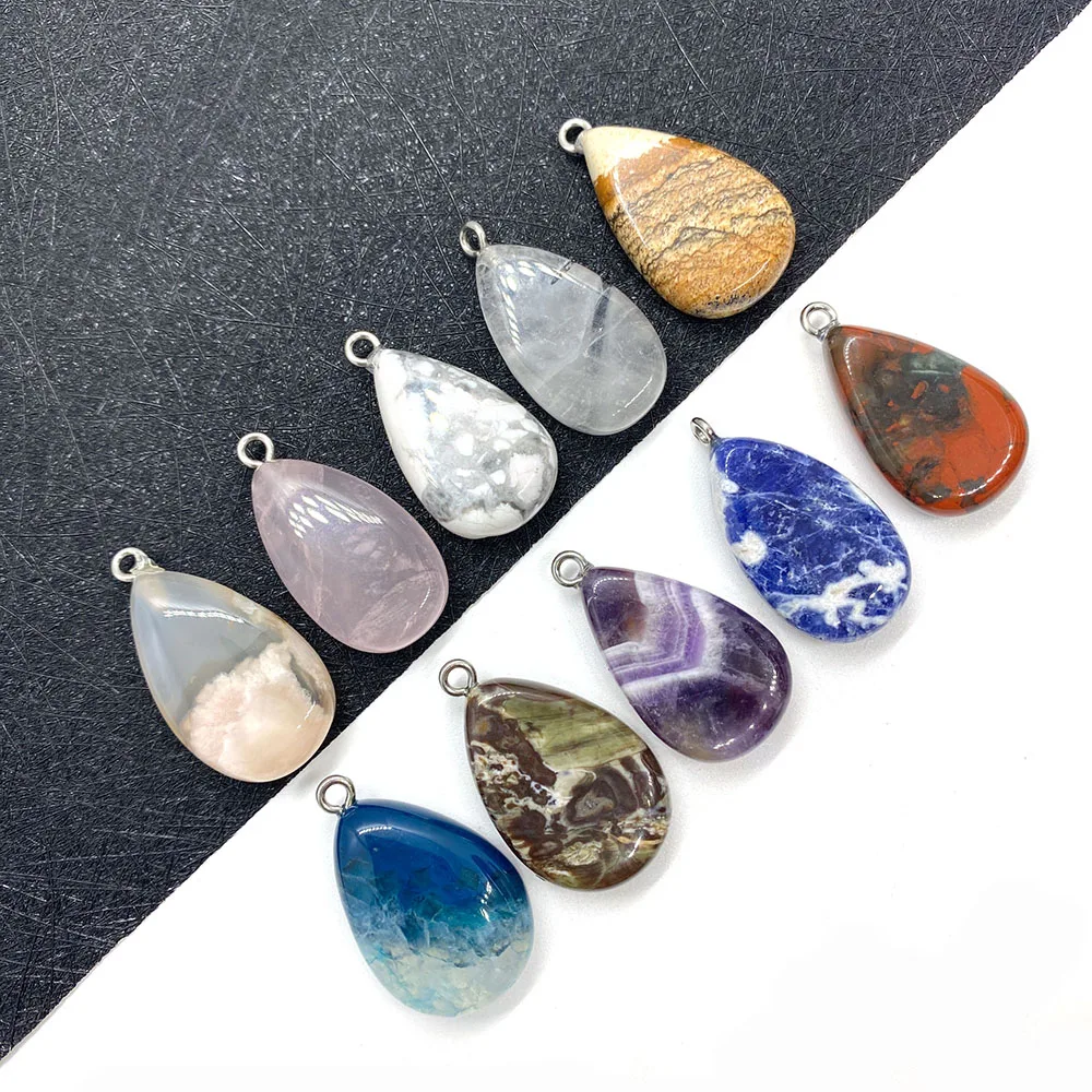 

5pcs/bag, Natural Stone Pendant, Drop-shaped 15x27mm Agate Pendant, for DIY Handmade Necklace, Bracelet, Jewelry Accessories
