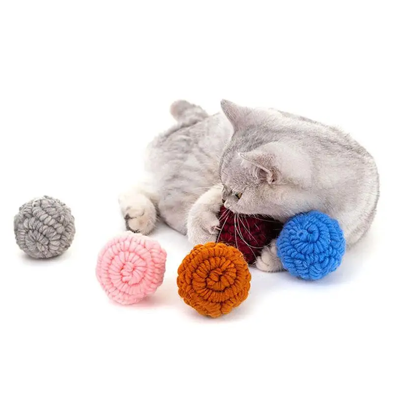 

Кошка игрушка для кусания шерстяными помпонами котенок кошка игрушка для тренировки питомца кошачья интерактивная игрушка для кошек котен...