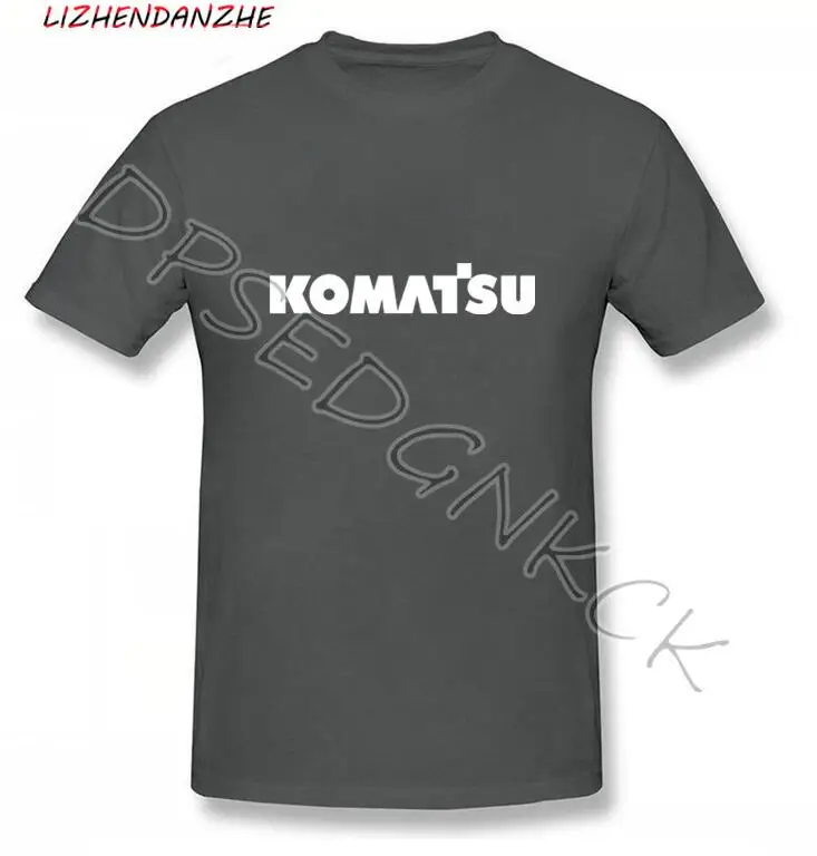 Футболка мужская с логотипом Komatsu майка из хлопка и лайкры модная тенниска