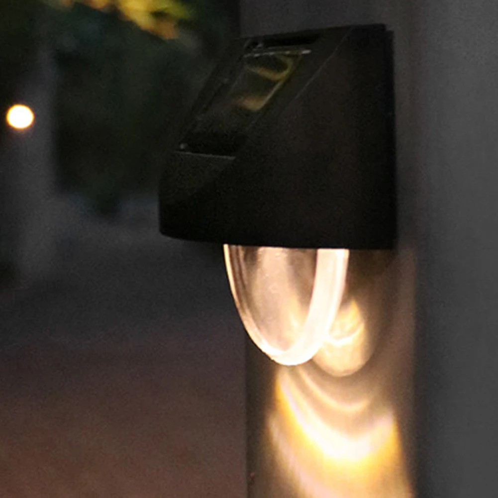 

LED Solar Power Wall Light Waterproof Fence Lamp Engergy-Saving Decorative Garden Yard Outdoor Street Lamp Warm White Light