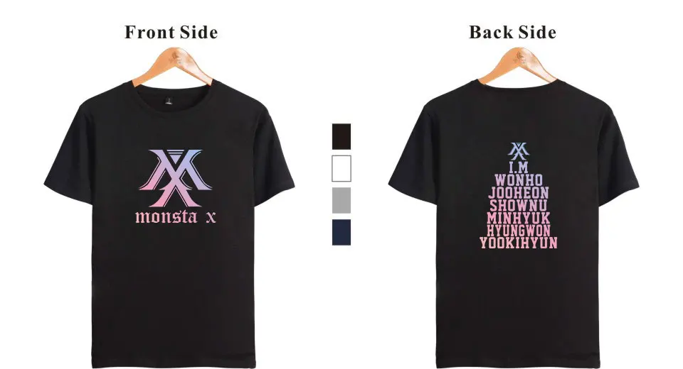 Kpop Monsta X код концертная та же печать футболка с О образным вырезом коротким