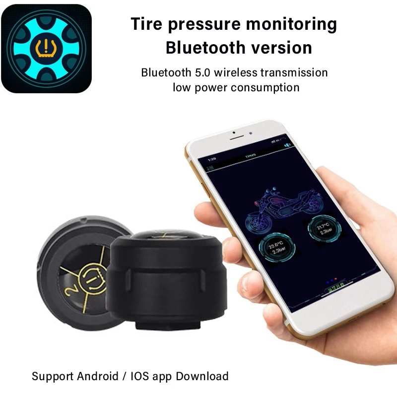 

Система контроля давления в шинах для мотоцикла, Bluetooth 5,0, 2 шт.