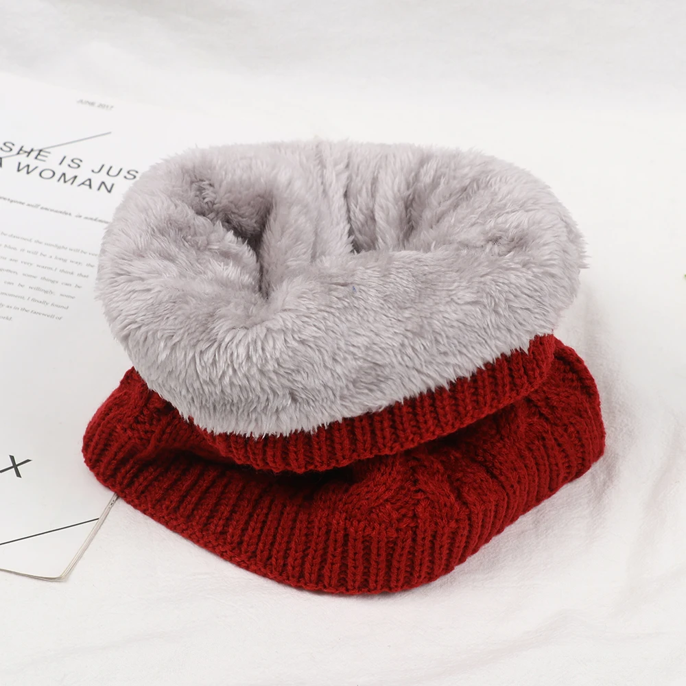 Зимний теплый толстый двухслойный шарф Женский вязаный воротник хомут на шнурке