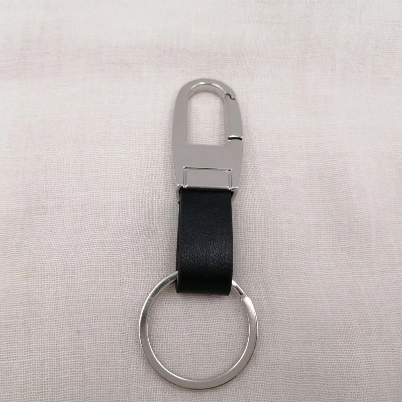 Silver black leather Классические мужские брелки из натуральной кожи, брелок на талию, сплав, брелок для ключей, высокое качество, открытая Пряжка, автомобильный брелок, подарки для мужчин D35 - Цвет: Silver black leather