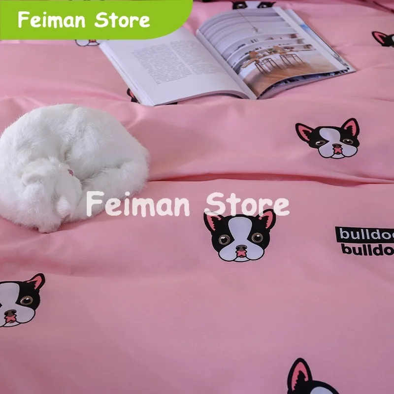 Домашний текстиль с изображением мультфильма бульдог постельное бельё для