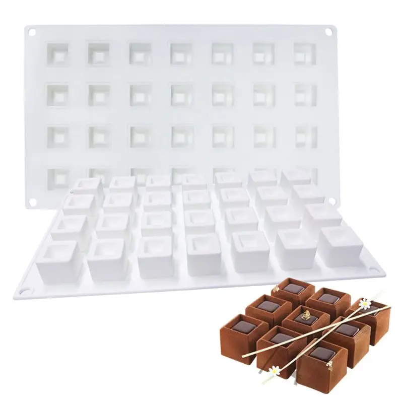 

1PCS non-stick silicone square groove chocolate mold mini truffle chocolate dess W0YD