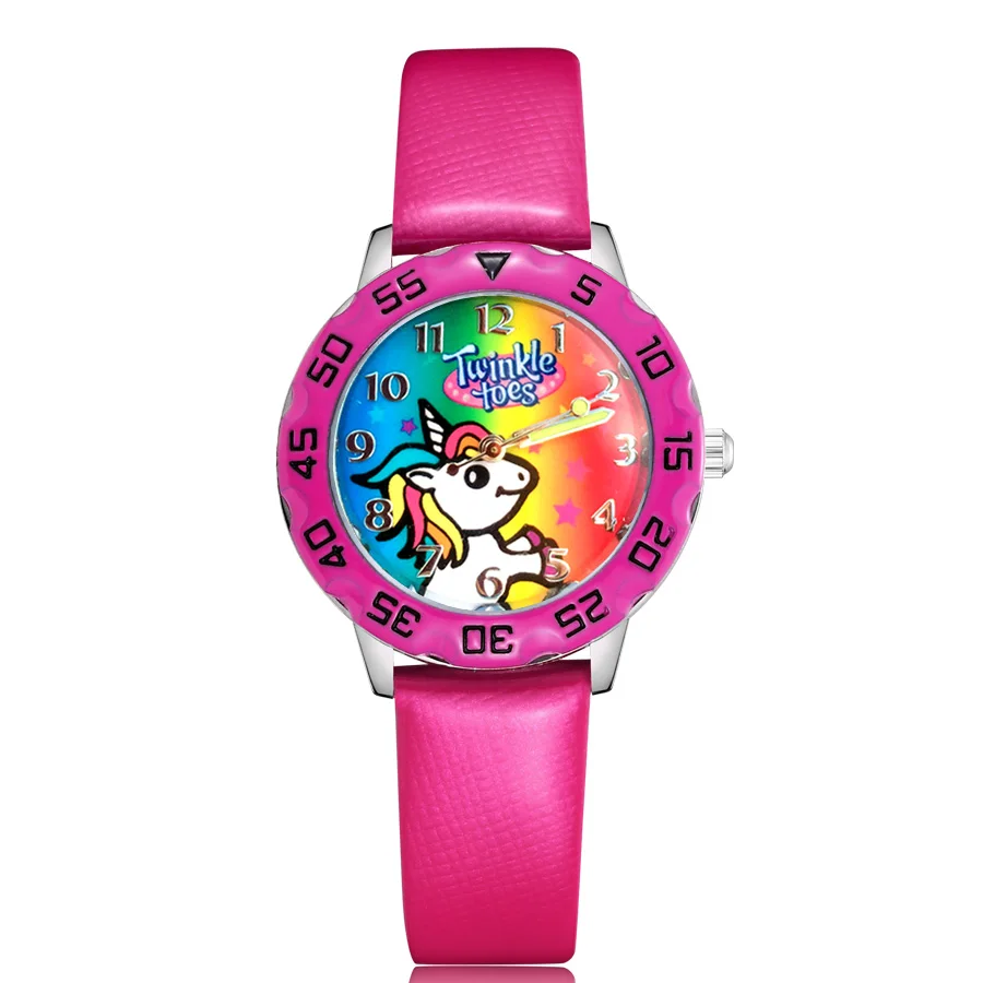 

Fashion Pretty Cartoon Unicorn Horse Style Children Kids Student Girls Boys Quartz Leather Wrist Watches Clcok JM182