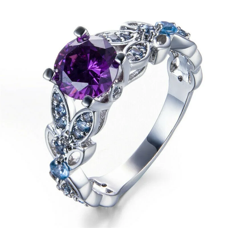 

Fashion Women Silver Simulated Opal Zircon Cz Bride Ring Size 6-10