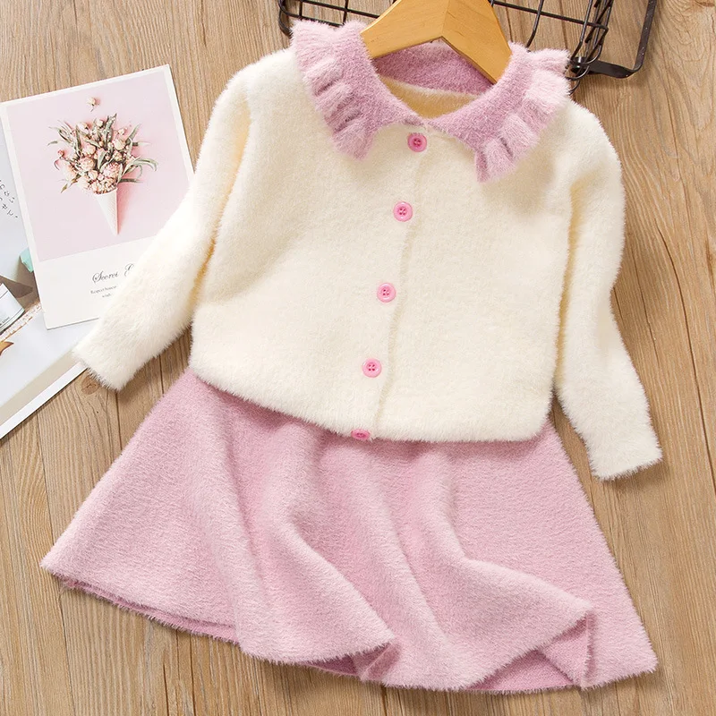 Платье для девочек из 2 предметов осенне-зимнее платье принцессы Повседневная