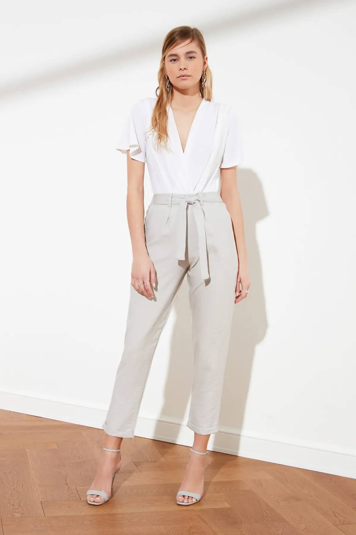 Женские повседневные брюки twot19st0069 синий пояс|Брюки| |