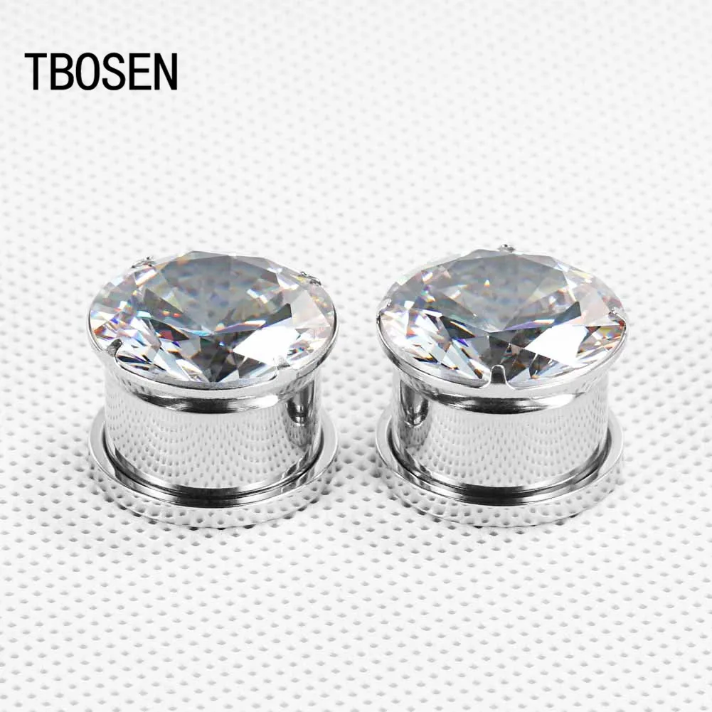 Серьги-туннели из нержавеющей стали с цирконом заглушками Для Пирсинга Ушей