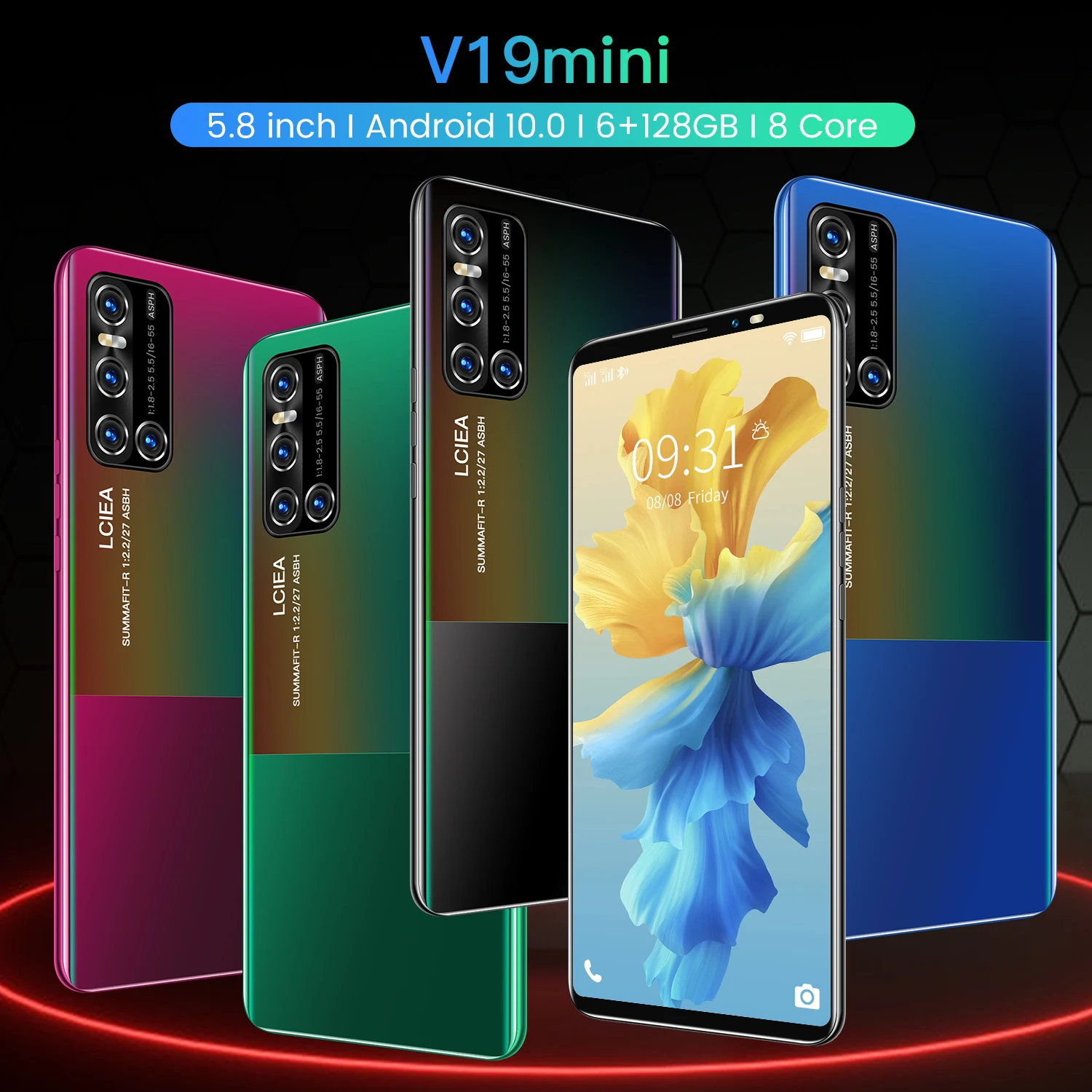 

Global Version V19MINI 5.8Inch 6+128GB Andriod 10 Cheap SmartPhone Fingerprint Unlock 18+24MP 8 Core Cell Phone MTK6598 2021 New