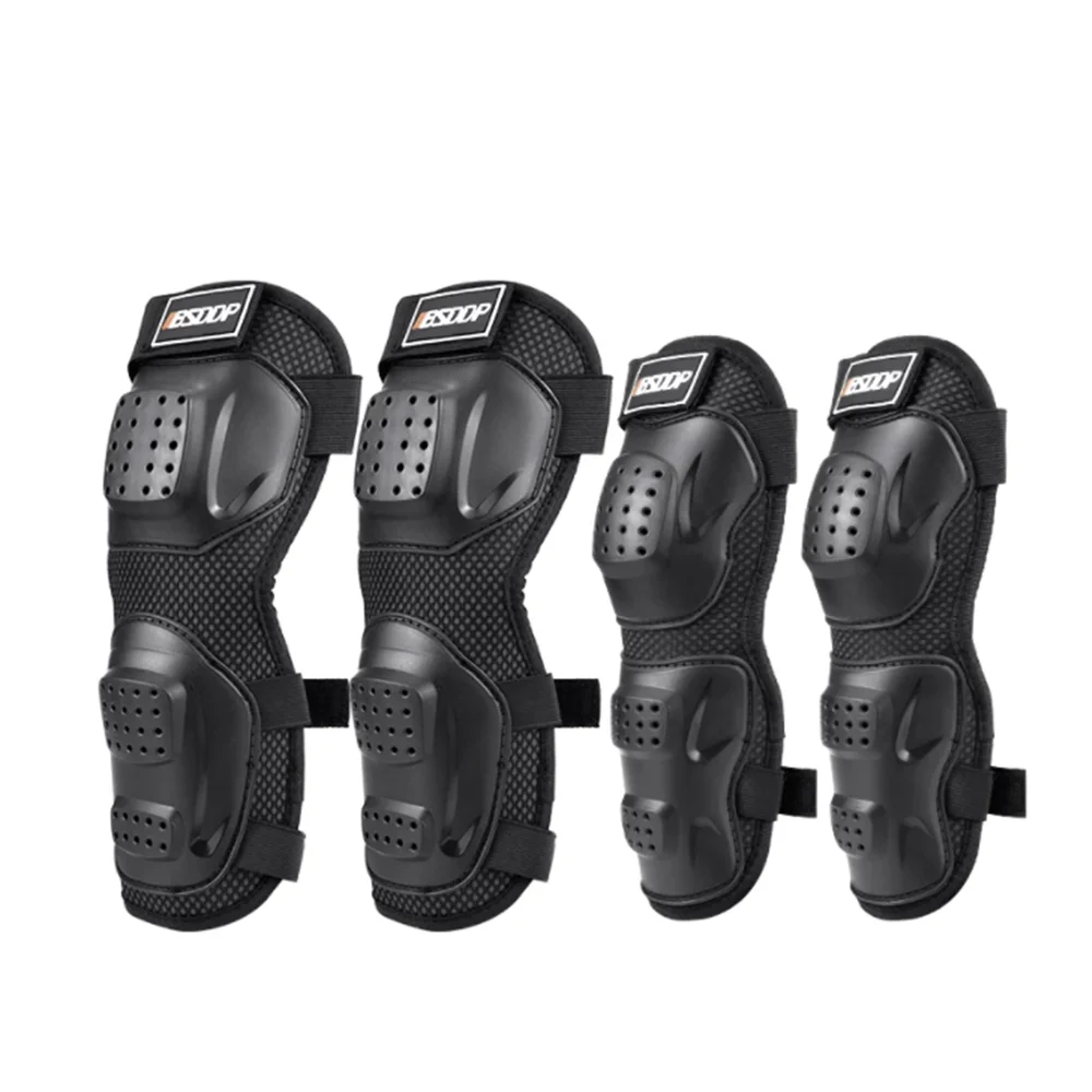 

4pcs Black 2 x Knee Pads 2 x Elbow Pads Motorcycle Knee Pad Elbow Protector Protective Gear Thickening Protection Accessories