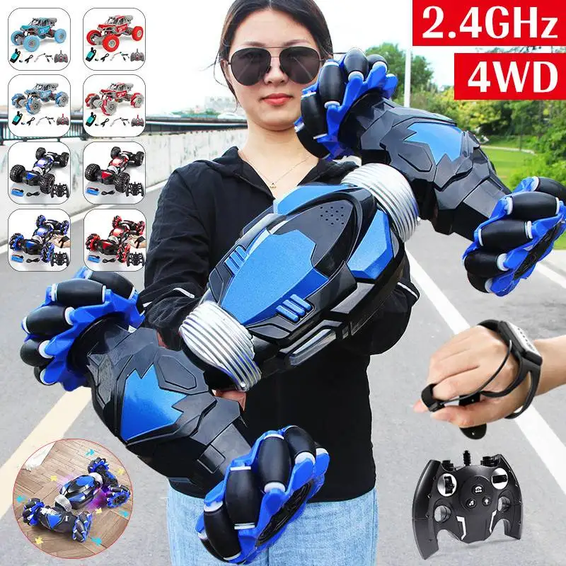

2.4GHz 4WD RC Car Radio Gesture Induction Music Light Stunt Twist Remote Control Car Road Drift Vehicle RC Gifts for Children