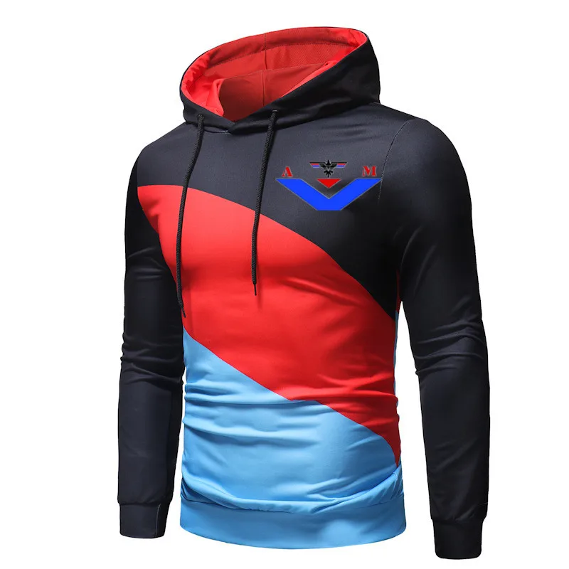 

Spring, autumn and winter new casual non-iron men's creative color matching casual men's hoodie