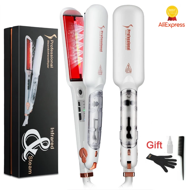 Ультразвуковой утюжок для волос с ЖК дисплеем инфракрасным датчиком пара ухода