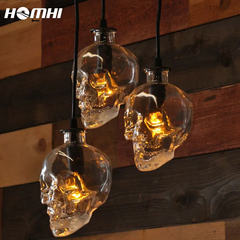 Креативный стеклянный абажур в виде черепа стойка для Хэллоуина и бара подвесной