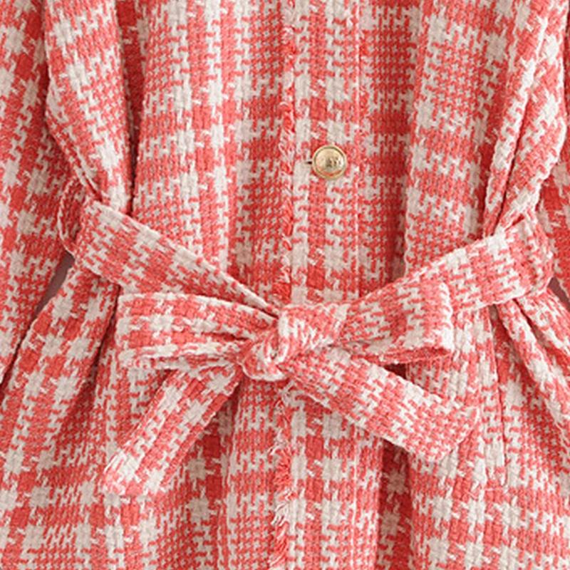 Wixra клетчатое пальто с длинным рукавом Милая Корейская куртка поясом 2020 осенние