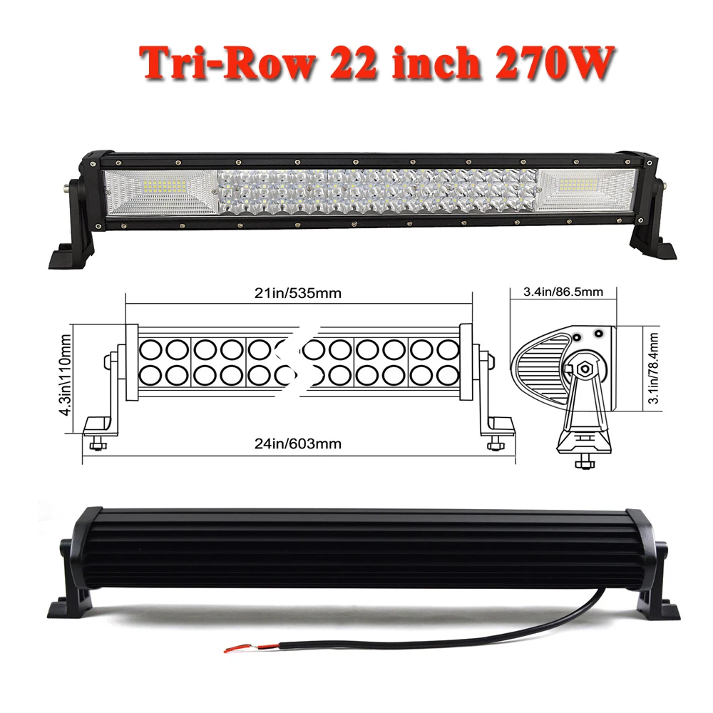 SKYWORLD 2" 32" 4" 52" дюймов прямой внедорожный светодиодный фонарь 7D трехрядная противотуманная фара для 4x4 4WD грузовик автомобиль ATV Трактор 12 В 24 В