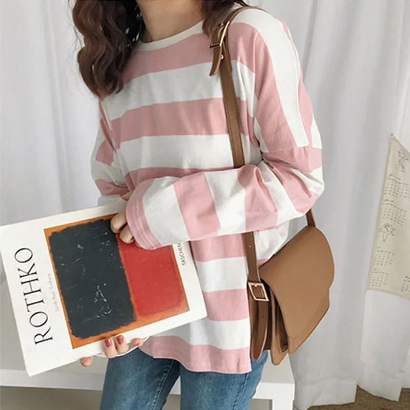 Женская футболка с длинным рукавом в полоску|Футболки| |