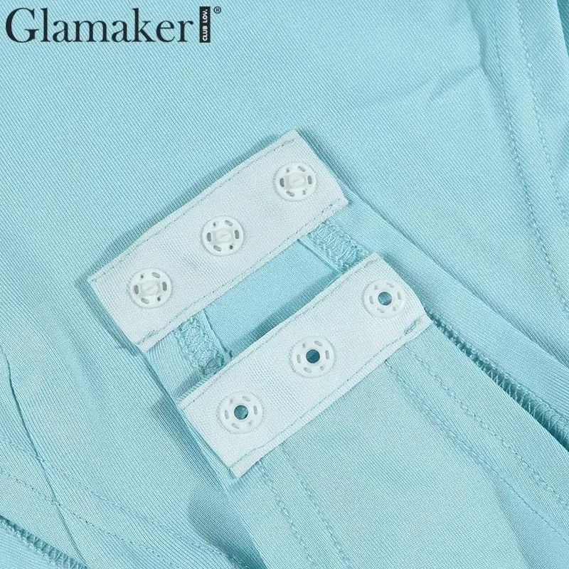 Glamaker трикотажное элегантное женское боди с короткими рукавами на молнии облегающий сексуальный костюм осень зима famale вечерние Клубные ночные боди