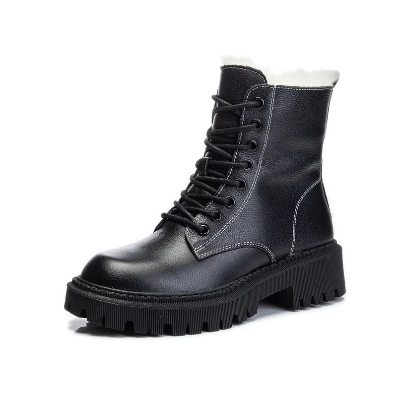 

Ankle Boots Genuine Leather women Flat platform Short Boots Ladies shoes fashion winter boots