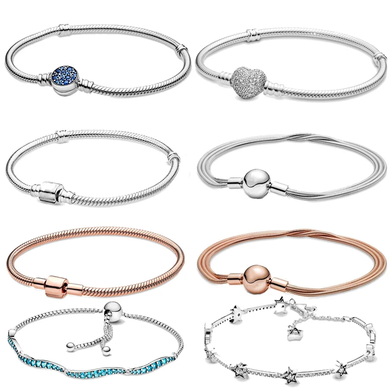 

Hot Sale Jewelry Fit Original Pandora Argent Beads Bracelets For Women 925 Sterling Silver Beadeds Abalorios Pulseras DIY Charms