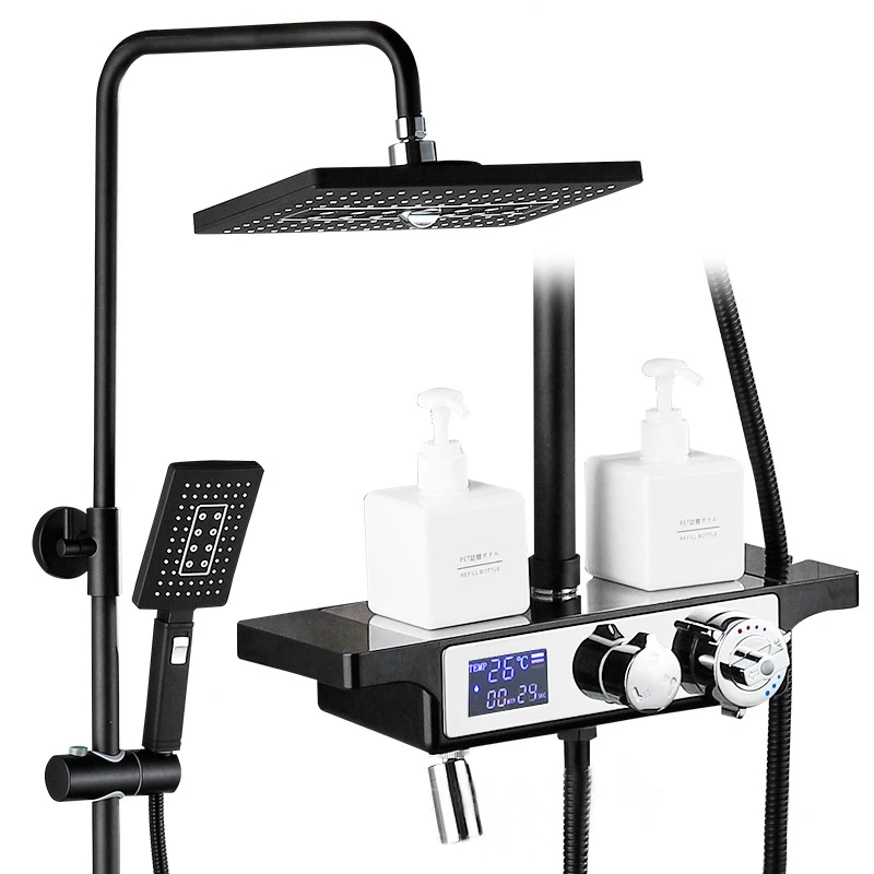 Термостатический смеситель для душа светодиодный экран температуры дождевая