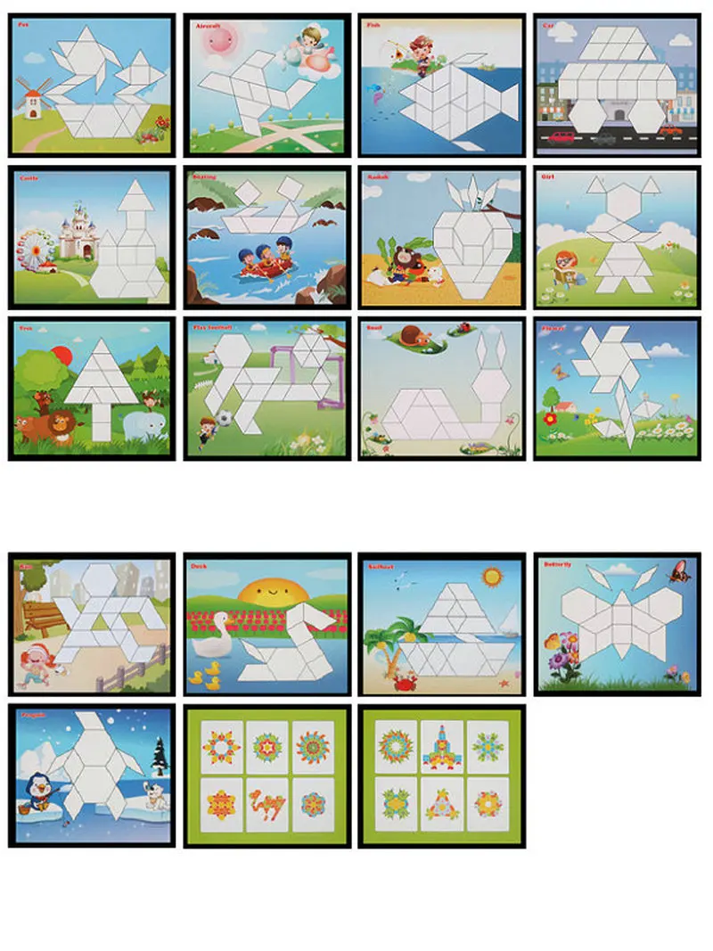 250 Wood Block +15 Double Sided Answer Cards Children Classic Jigsaw Puzzle Game Homeschool Supplies Educational Baby Wooden Toy | Игрушки и