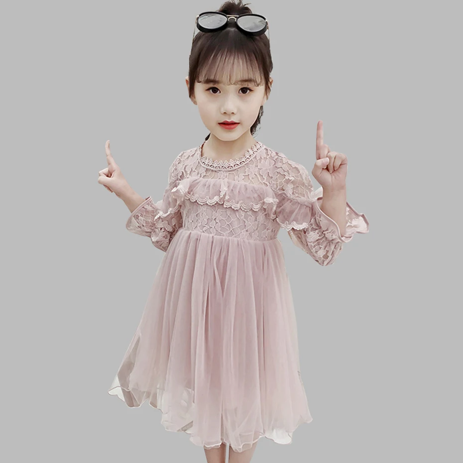 

Girl Dresses 2020 Summer Girls Party Dress Lace Princess Dress For Children Teeange Children's Mesh Clothing 6 8 10 12 14 Year